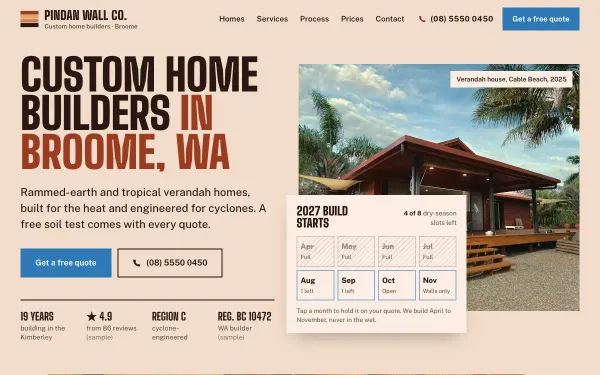 Home Builder Template: Pindan Wall Co. preview