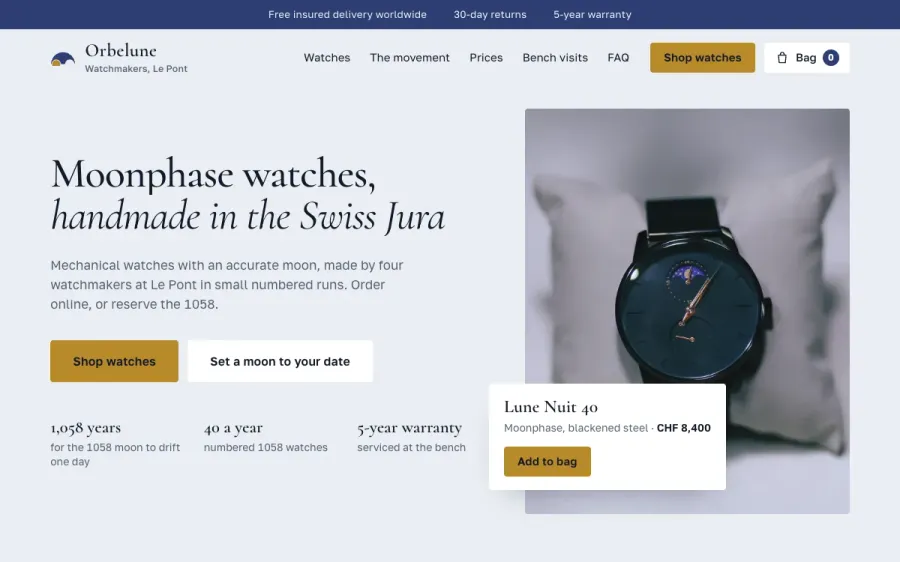 Watch Shop Template: Orbelune — template from our collection