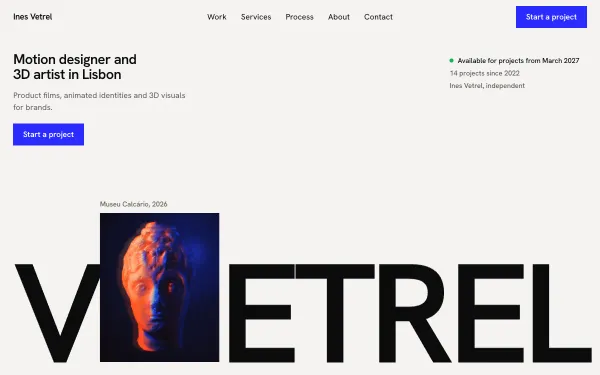 Motion Designer Portfolio Template: Vetrel template preview