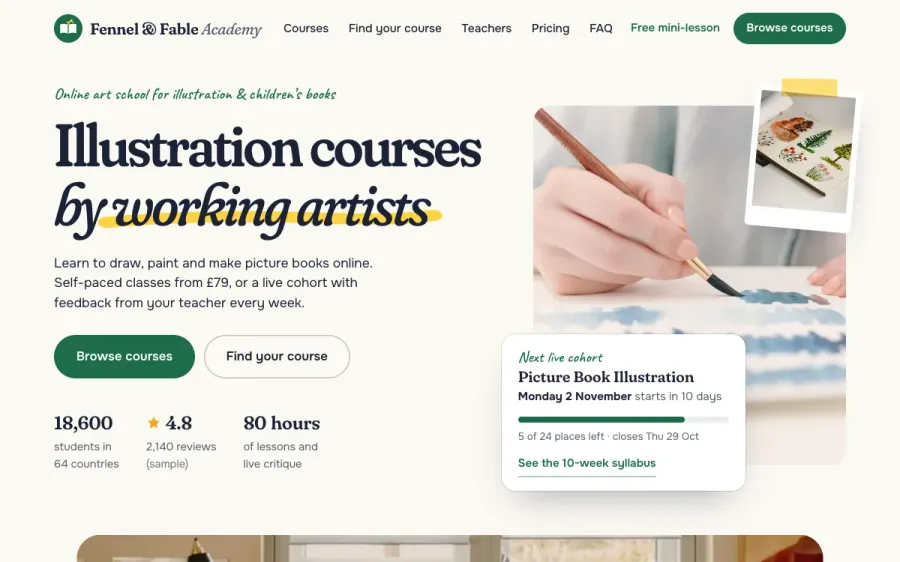 Online Course Template: Fennel & Fable Academy — template from our collection